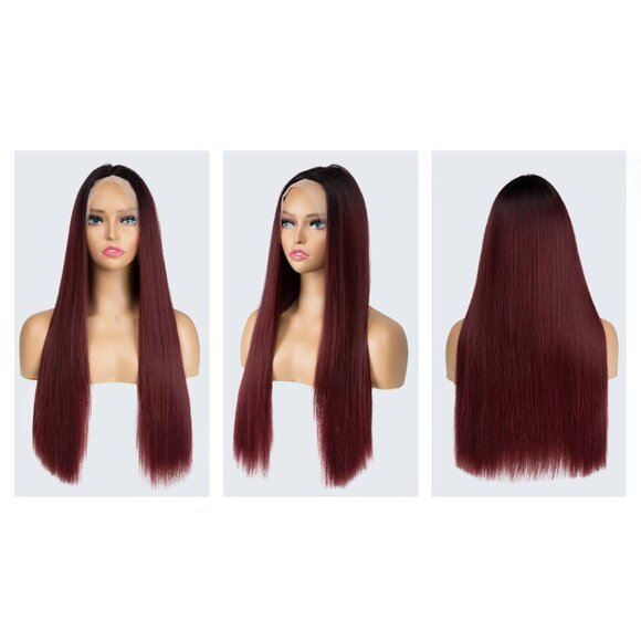 Ombre Red Long Lace Wig